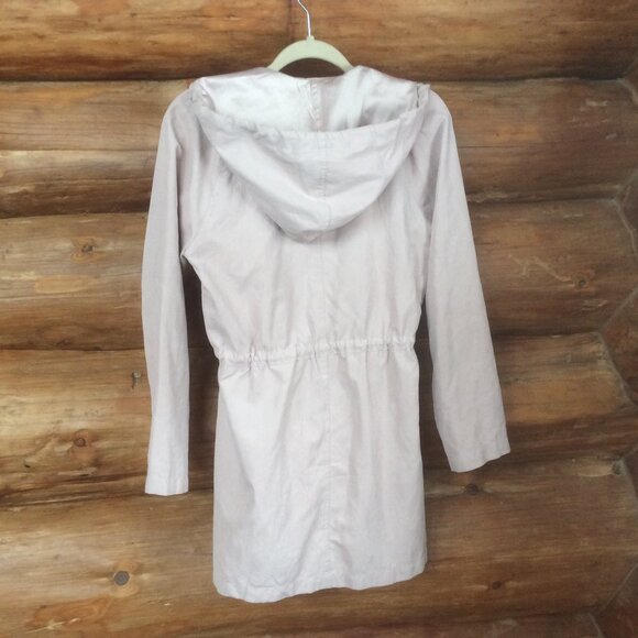 Be Cool Los Angeles Blush Pink Hooded Trench Cargo Utility Jacket Size Small - Picture 2 of 5
